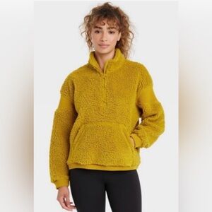 JoyLab Women's Golden Palm Sherpa Teddy Jacket Small boho Spring fall winter